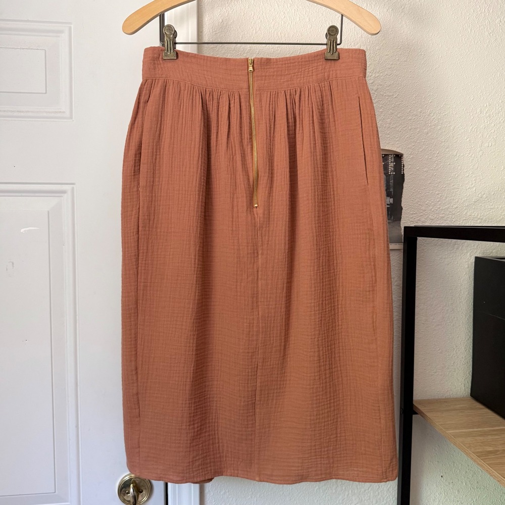 MARLOW peach orange cotton gauze midi skirt